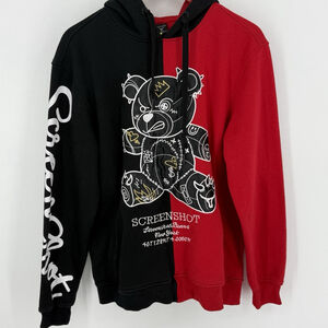 Screenshot Hoodie Men’s Medium Pullover New York COLOR BLOCK BEAR Red Black